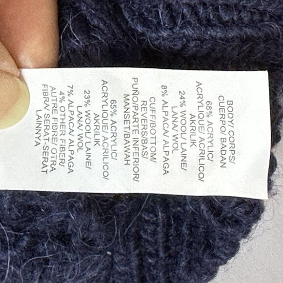 Lucky Brand M Med Chunky Knit Cardigan Zip Navy Blue Wool Blend Sweater Alpaca - Picture 13 of 13